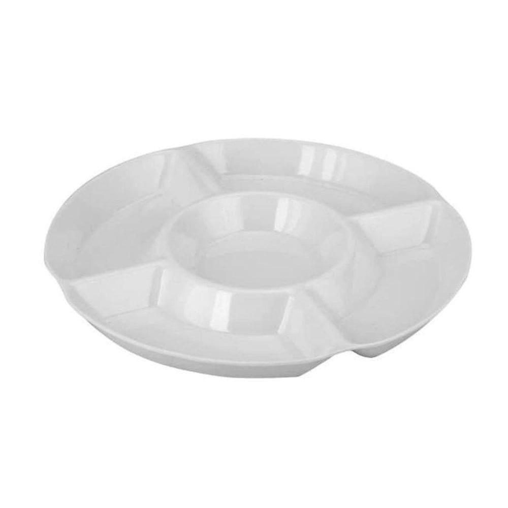 Petisqueira Branca Com 5 Divisórias Servir 22,5Cm