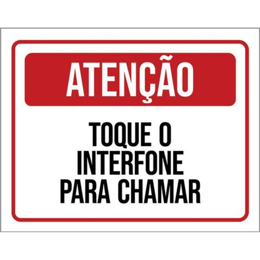 Kit 5 Placas Atenção Toque Interfone Para Chamar