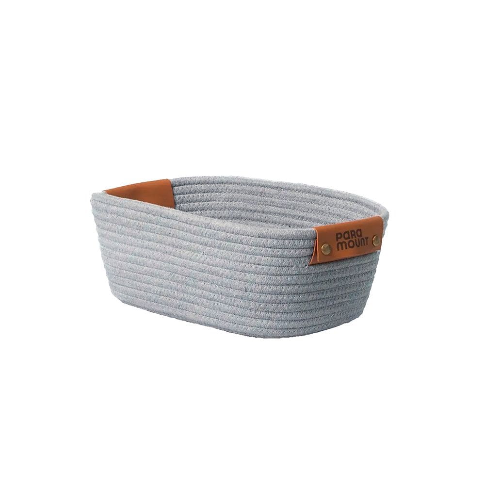 Cesto de Algodão P Cinza C/ Alça 35x25x12cm p/ Organização Decoração 3082