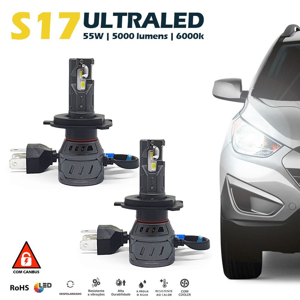Par Lâmpadas H4 Farol Alto Baixo Prisma Ultra Led 10000 Lumens Canbus Canceller Não Acusa 2013 2014 2015 2016 2017 2018 2019