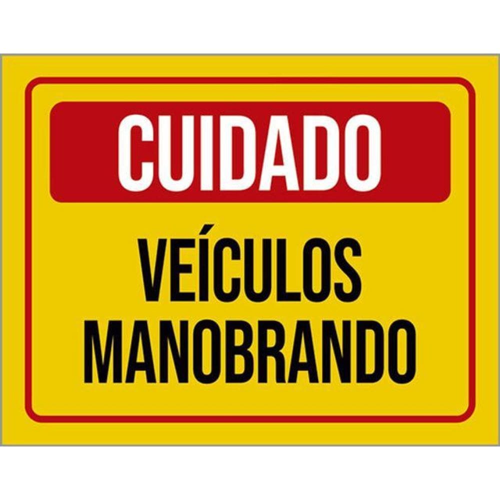 Kit 3 Placas Cuidado Veículos Manobrando Amarela