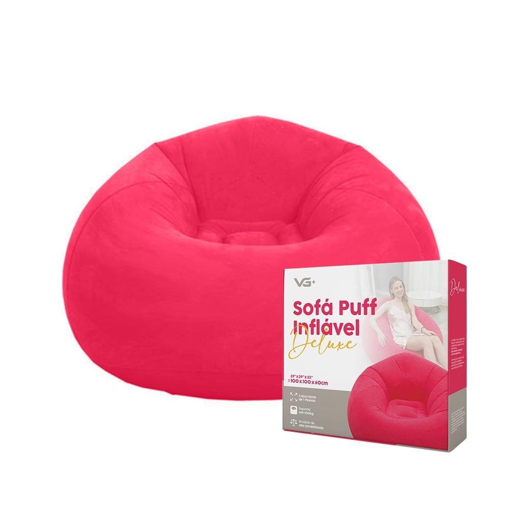Sofá Poltrona Puff Inflável Deluxe Aveludado Vg+ Vermelho