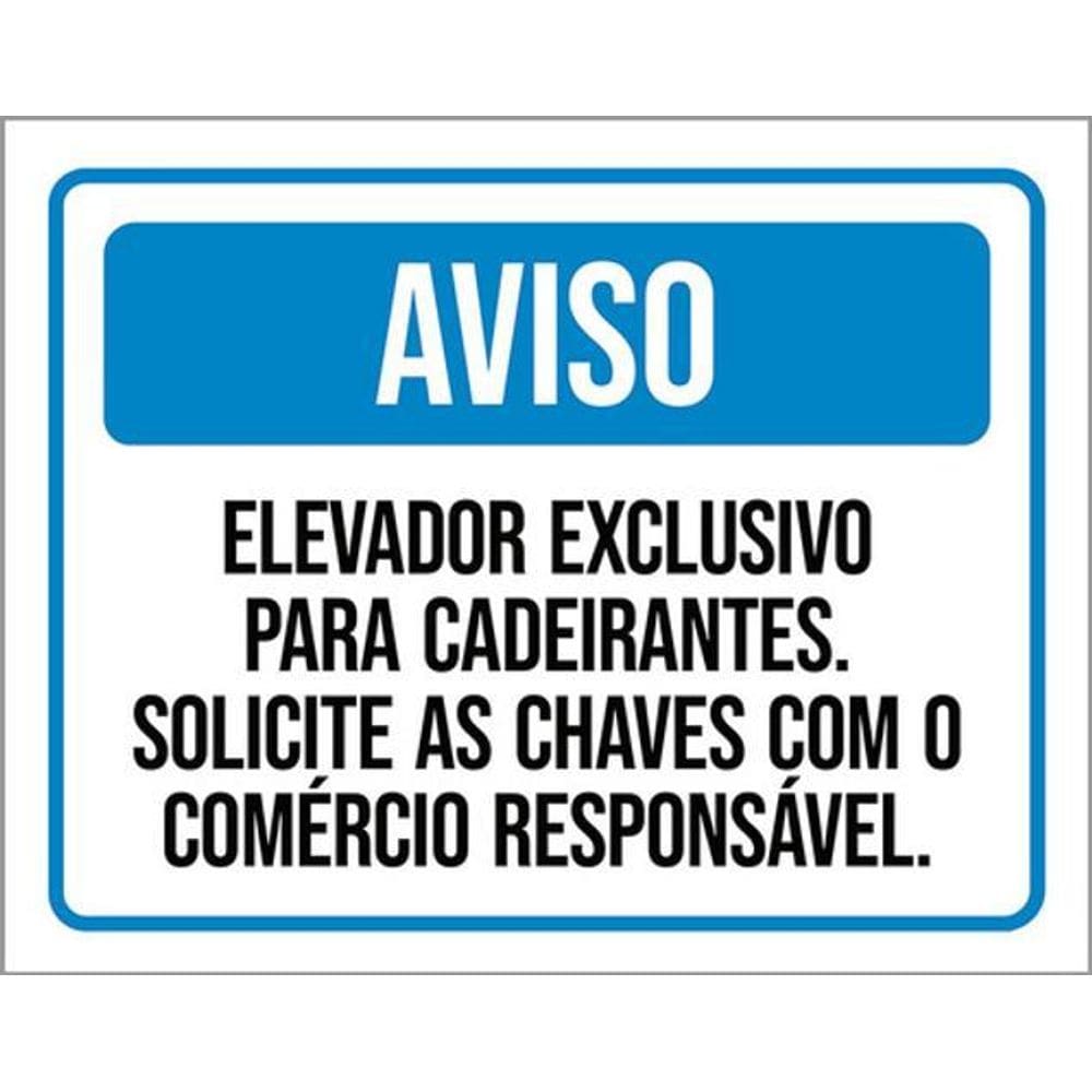 Kit 10 Placas Aviso Elevador Exclusivo Cadeirantes Chaves
