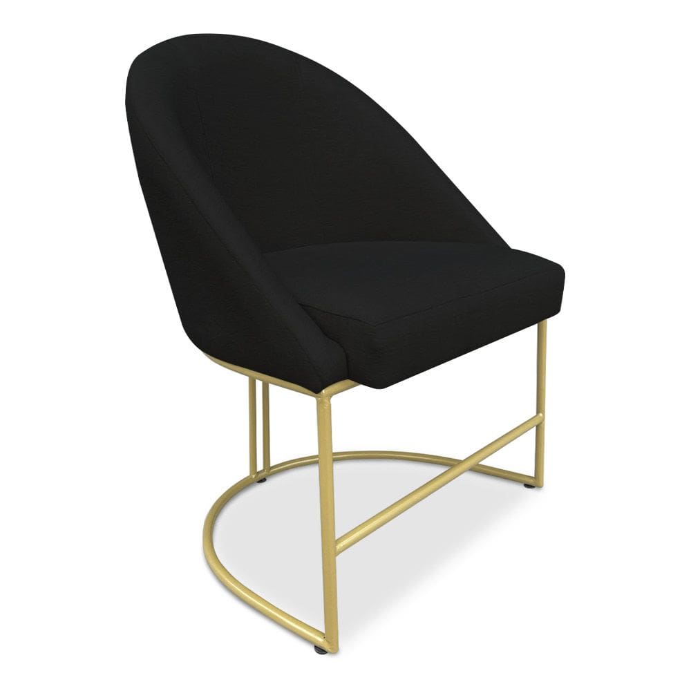 Cadeira Poltrona de Jantar Bela Suede Base Metálica Industrial Dourado - Pallazio
