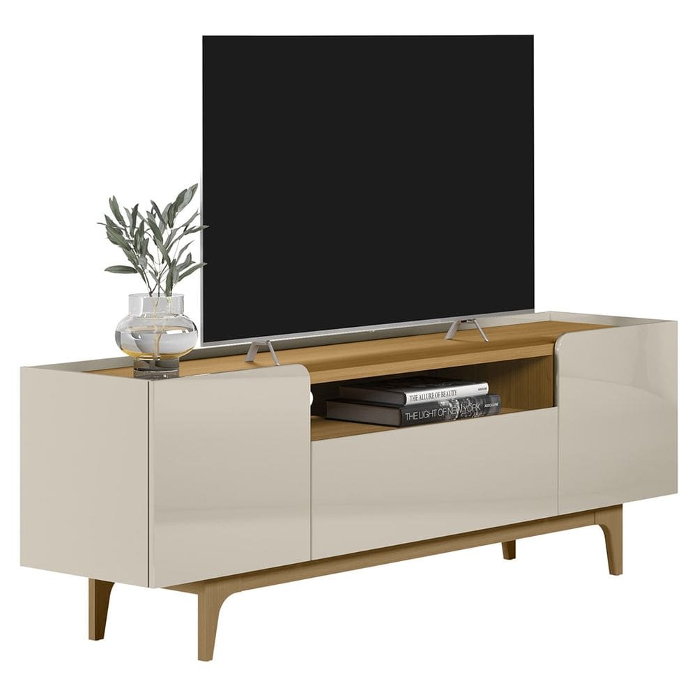 Rack Para Sala Bancada de TV 75 Pol 180cm Safira L06 Tauari/Off White - Mpozenato