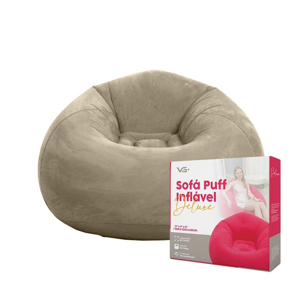Sofá Poltrona Puff Inflável Deluxe Aveludado Vg+ Marrom