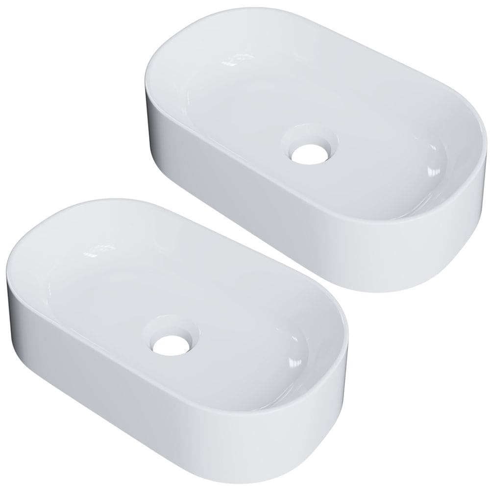 Kit 02 Cubas de Apoio Oval Para Banheiro Lavabo Laila C01 O42W Branco - Lyam