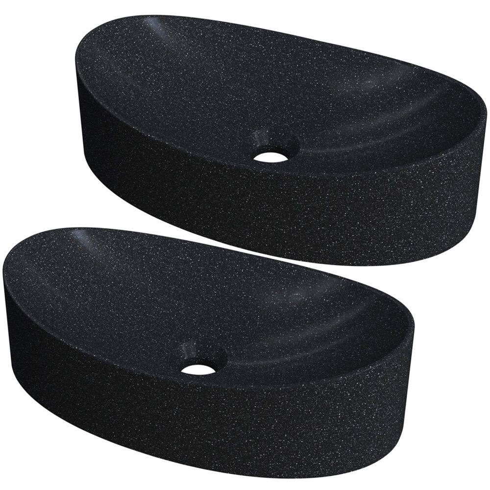 Kit 02 Cubas de Apoio Canoa Para Banheiro Lavabo C01 BC47W Preto Granit - Lyam