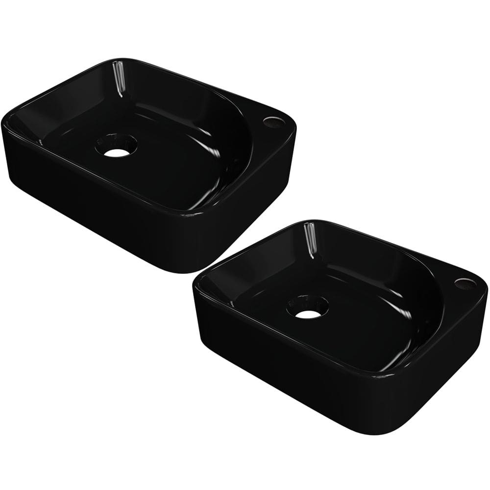 Kit 02 Cubas de Apoio Retangular Para Banheiro Lavabo Cross C01 RO36W Preto - Lyam