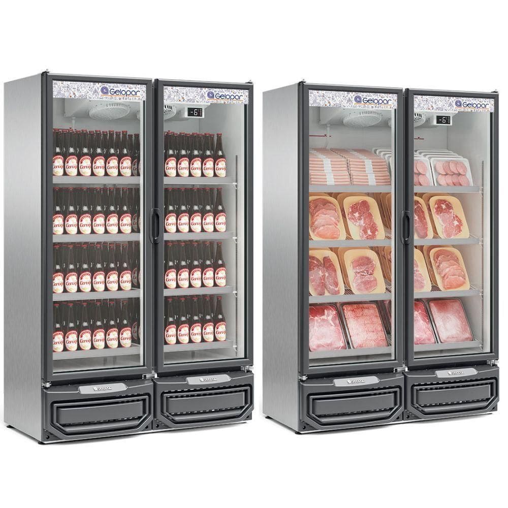 Expositor Vertical 2 Portas De Vidro Gcbc950 Gelopar Refrigerador 957 Litros Inox 220v