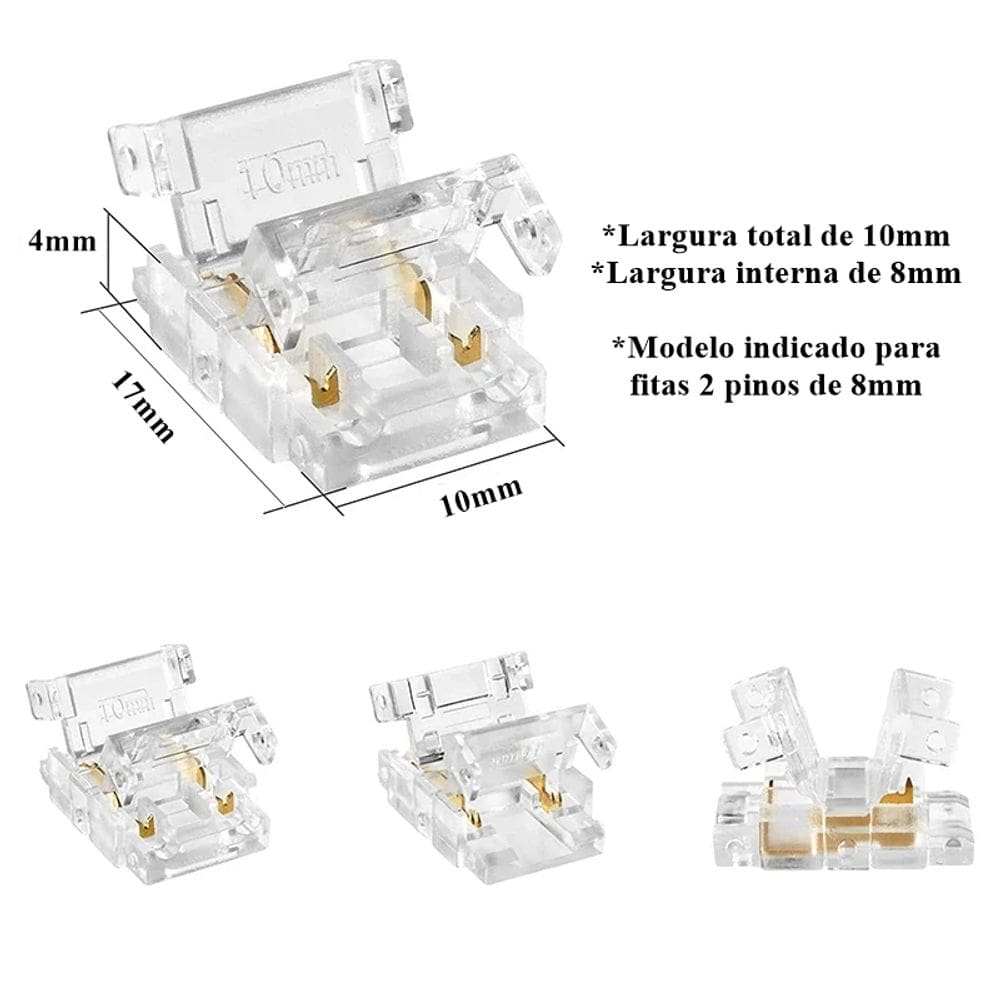 Kit Com 10 Emenda De Fitas Led Modelo 2835 12V/24V 8mm Gaya