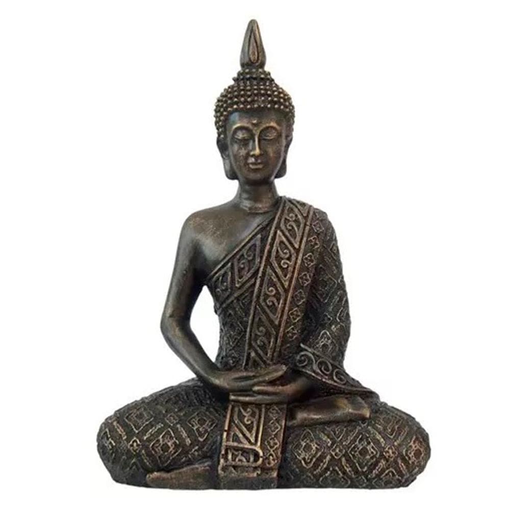 Buda Hindu Tibetano Tailandês Sidarta 20cm Resina Ouro Velho