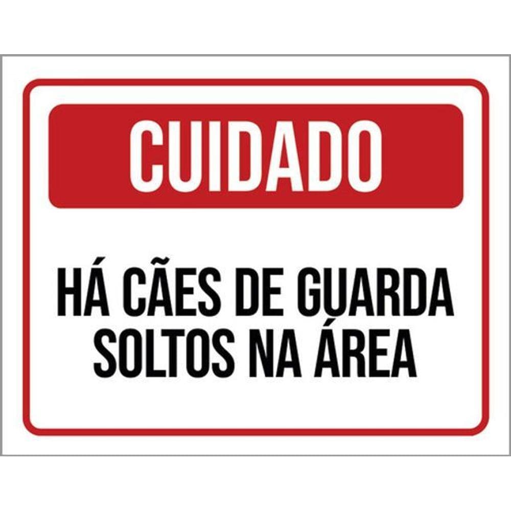 Kit 5 Placas Cuidado Cães Guarda Soltos Área 36X46