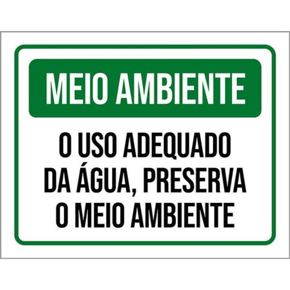 Kit 5 Placas Meio Ambinte Uso Adequado Água Preserva