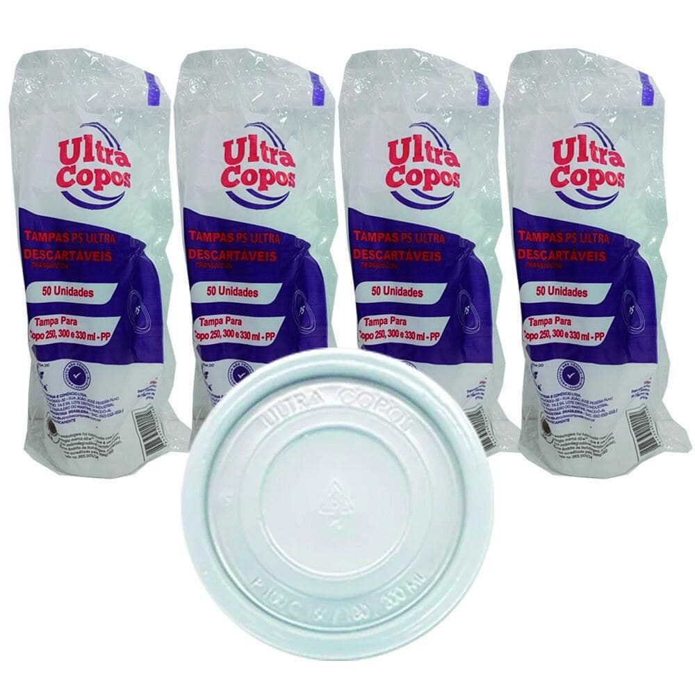 Tampa Para Copo Descartável 200Ml 300Ml 330Ml S/Furo C/200