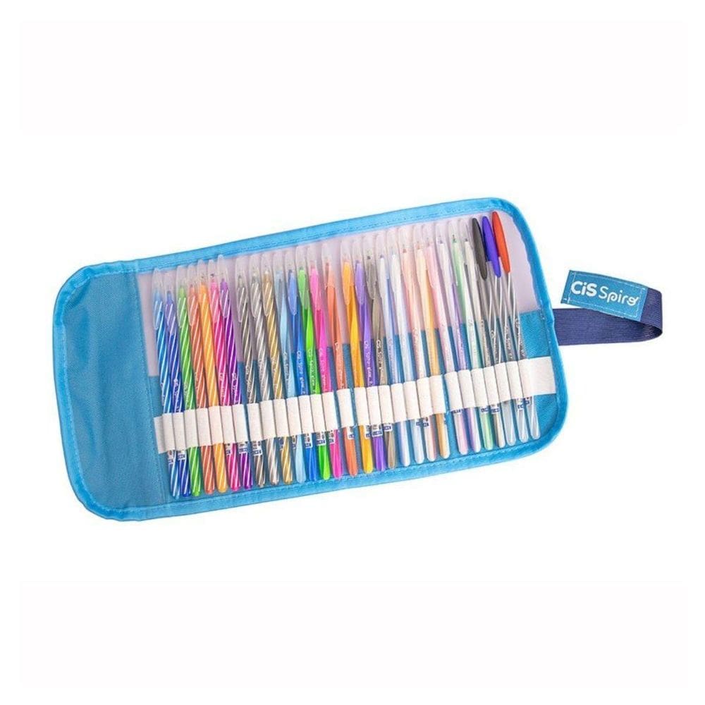 Estojo Canetas Cis Spiro Rollerset Com 29 Peças