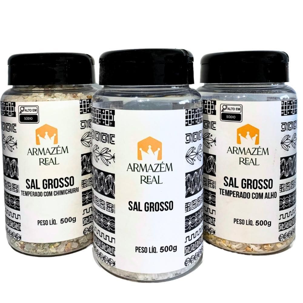 Kit De Sal Grosso Churrasco 3 Potes Armazém Real
