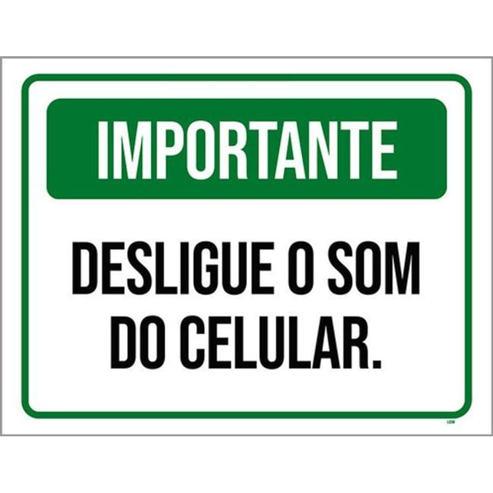 Kit 5 Placas Sinalização - Importante Desligue Som Celular