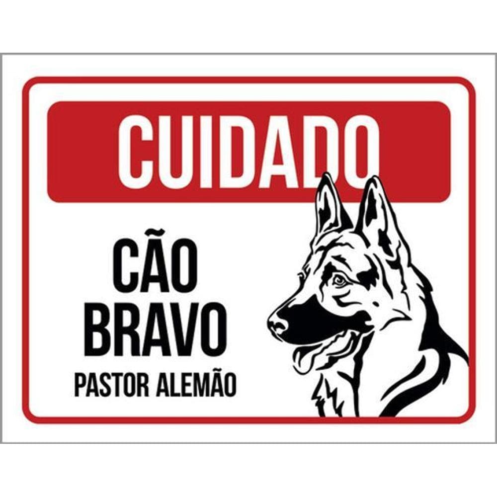 Kit 5 Placas Cuidado Cão Bravo Pastor Alemão Pb 36X46