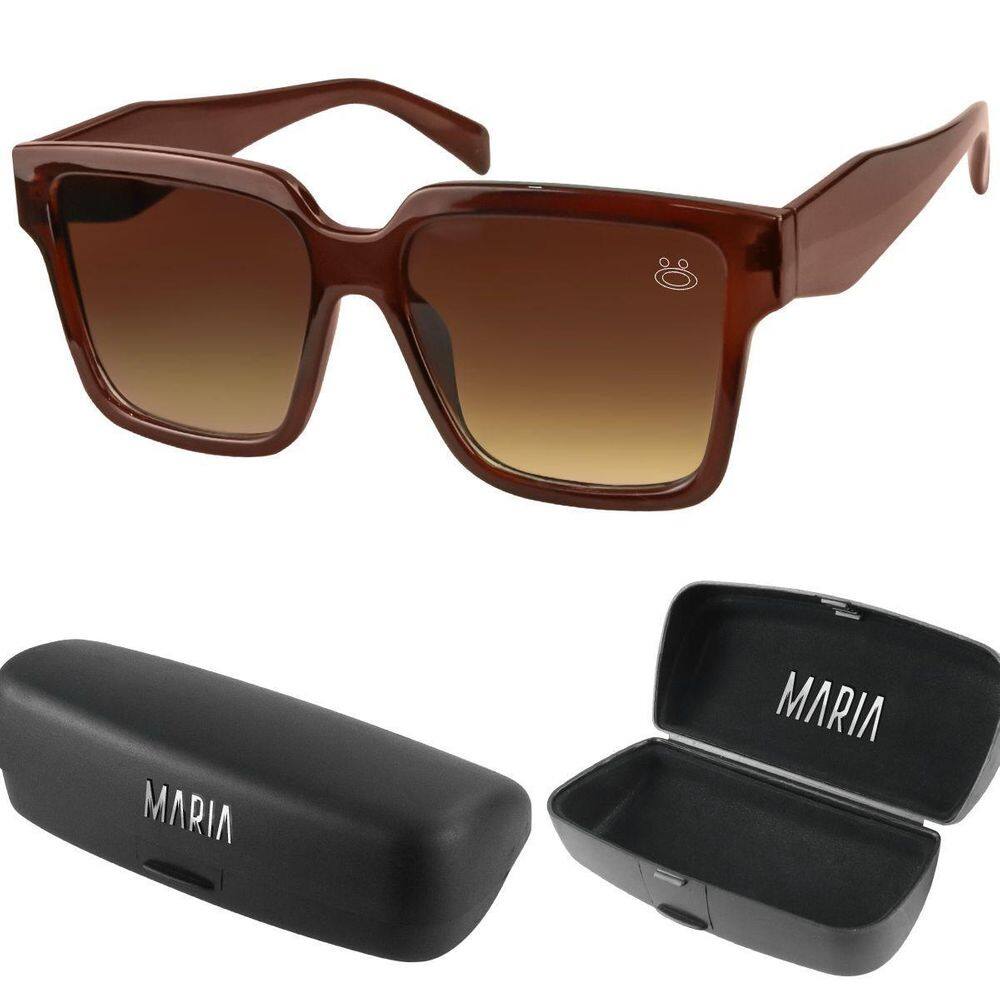 Oculos Sol Case Feminino Vintage Social Proteção Uv Marrom