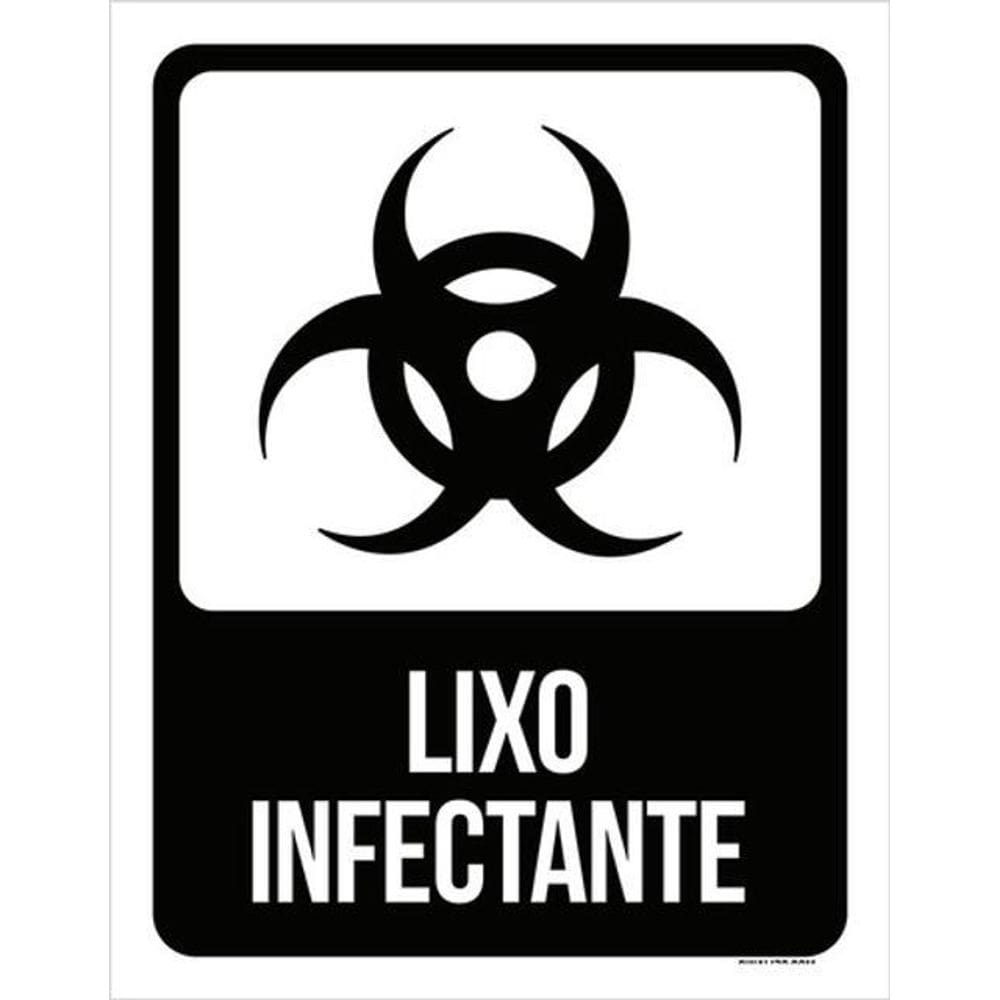 Kit 5 Placas Sinalização - Preta Lixo Infectante