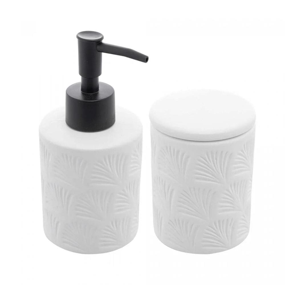 Conjunto Banheiro Wolff 2Pcs Cerâmico Leaf - Branco