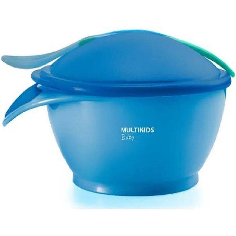 Prato Fundo Com Colher Termossensivel Azul - Multikids Baby