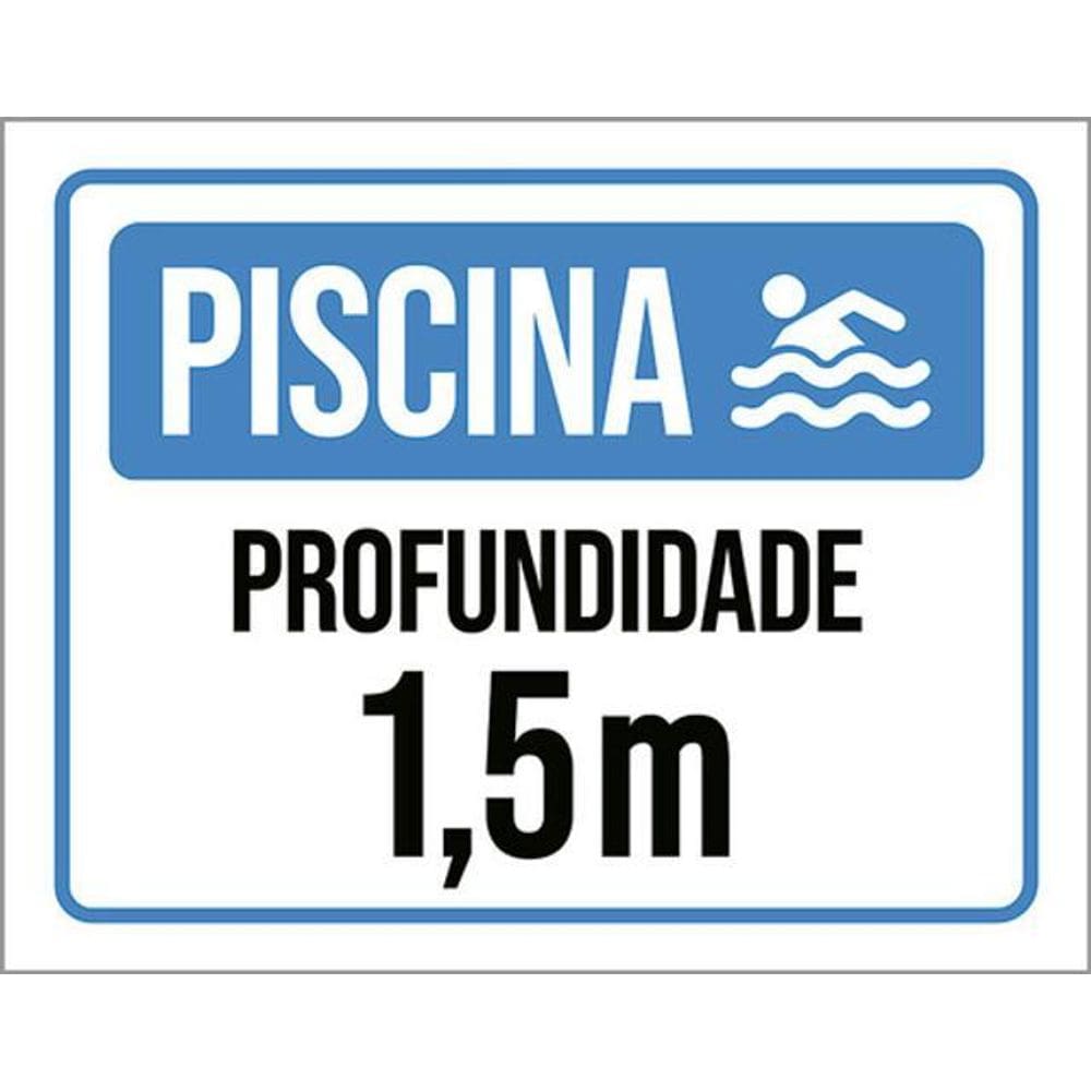 Kit 5 Placas Sinalização - Piscina Profundidade 1M5