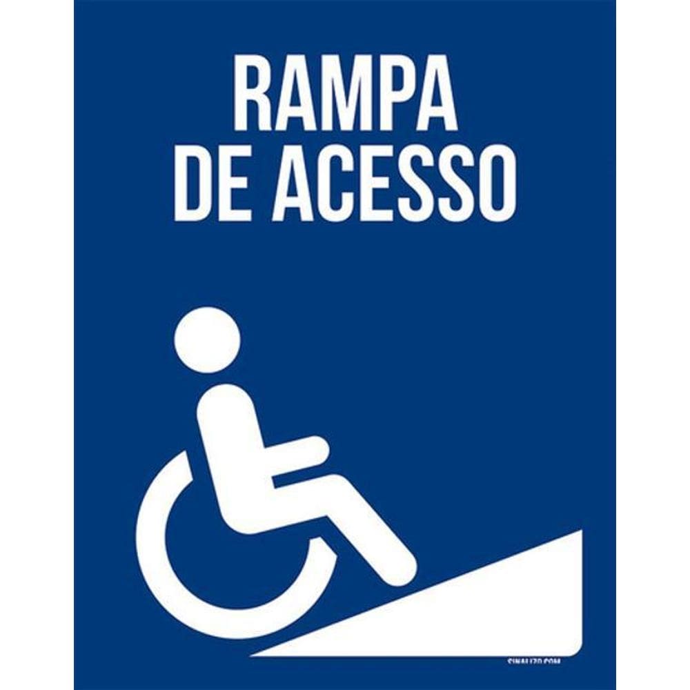 Kit 3 Placas Sinalização - Rampa De Acesso Azul Ml325