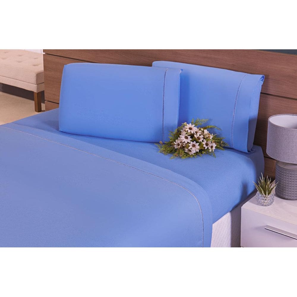 Jogo Lençol 4 Peças Cama Viúva1,88M X 1,28M X 30Alt Percal
