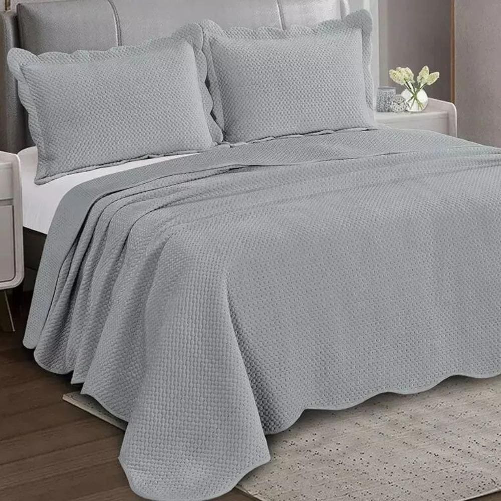 Colcha Queen Velvet Neo Camesa 2,40x2,60 - Cinza