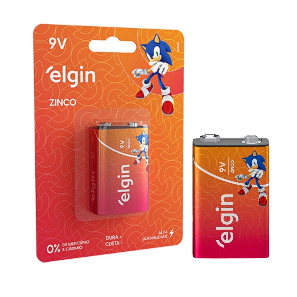 Pilha Bateria 9V Zinco Carvão Elgin Brinquedos Industrial