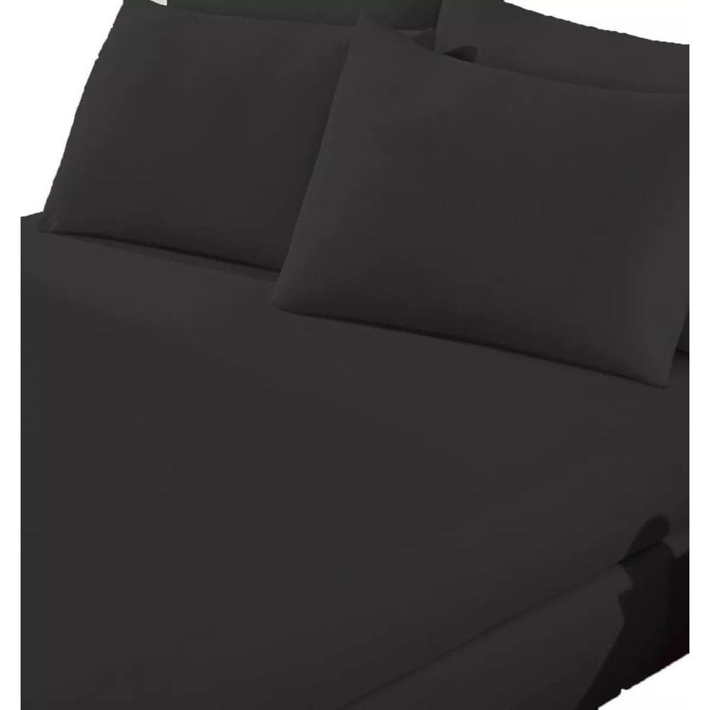 Lençol com Elástico 100% Poliéster - 1,98m x 1,58m - 2 Fronhas 70cm x 50cm