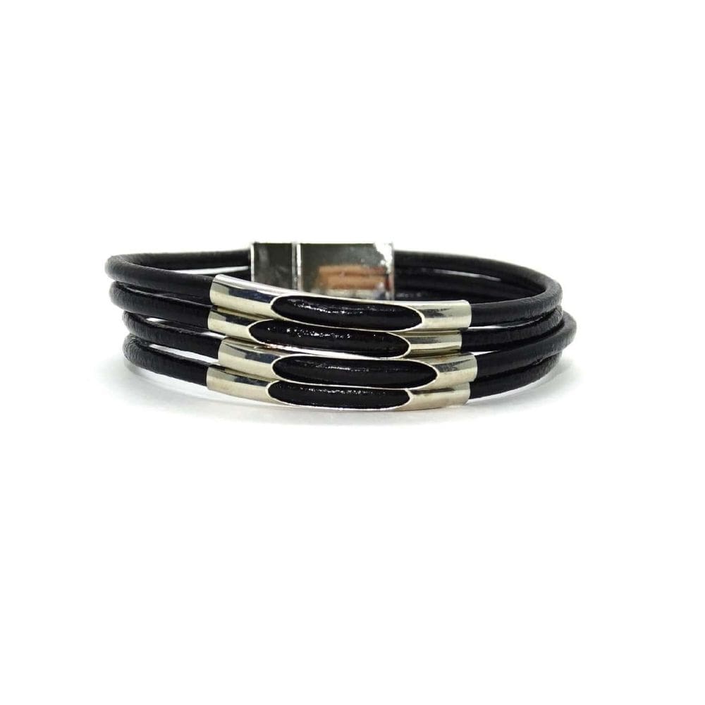 Pulseira De Couro Masculino Preto De Niro
