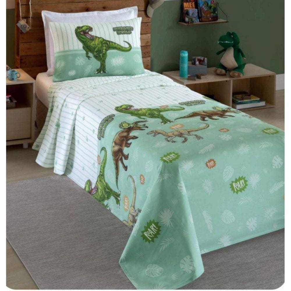 Jogo De Cama Solteiro Kids Priori Dino 130 Fios Dohler
