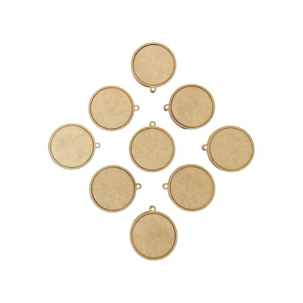 Kit 50 Mini Bastidor Redondo 5Cm Colar Pingente Chaveiro