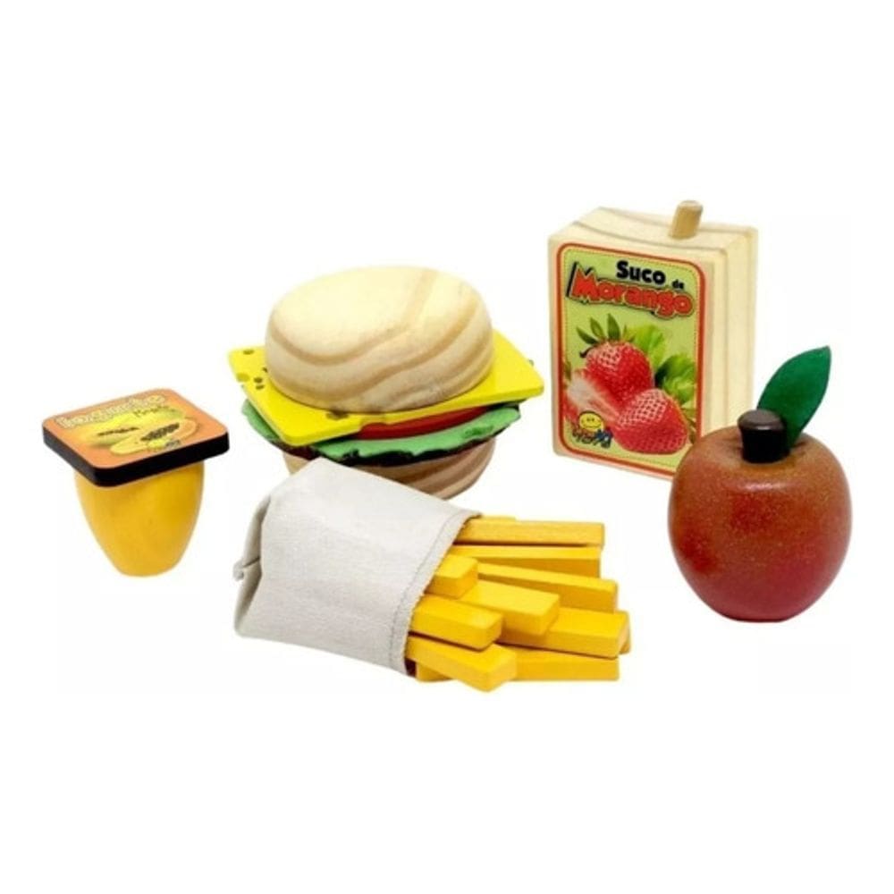 Kit Sanduiche Madeira Coleção Comidinha New Art Toys 25 Pças