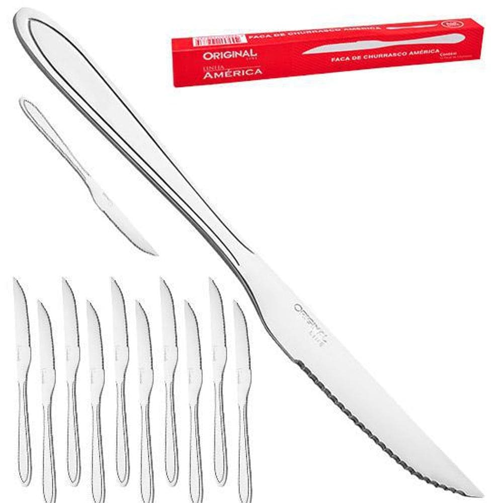 Kit Com 12 Faca De Churrasco Metal 20 Cm 104681