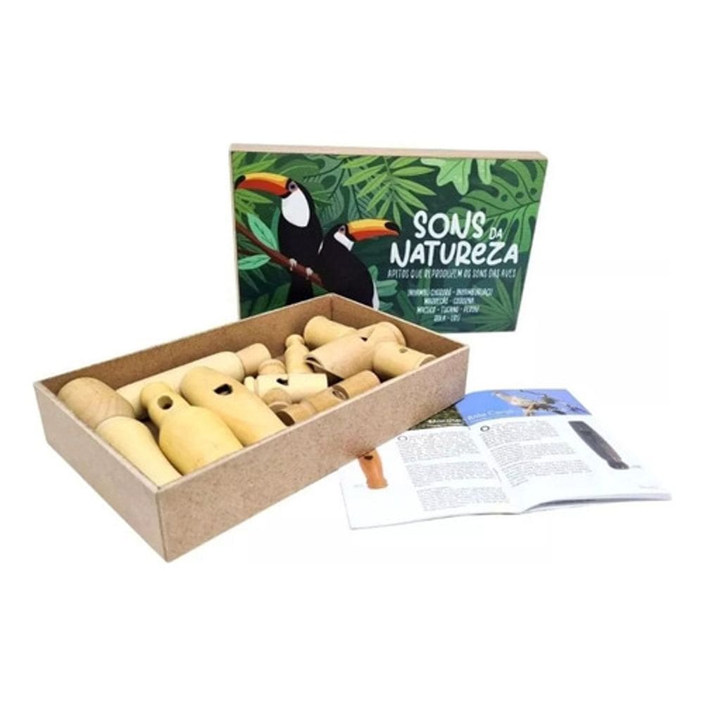 Kit 9 Apitos Educativos Som De Pássaros Na Caixa Com Tampa