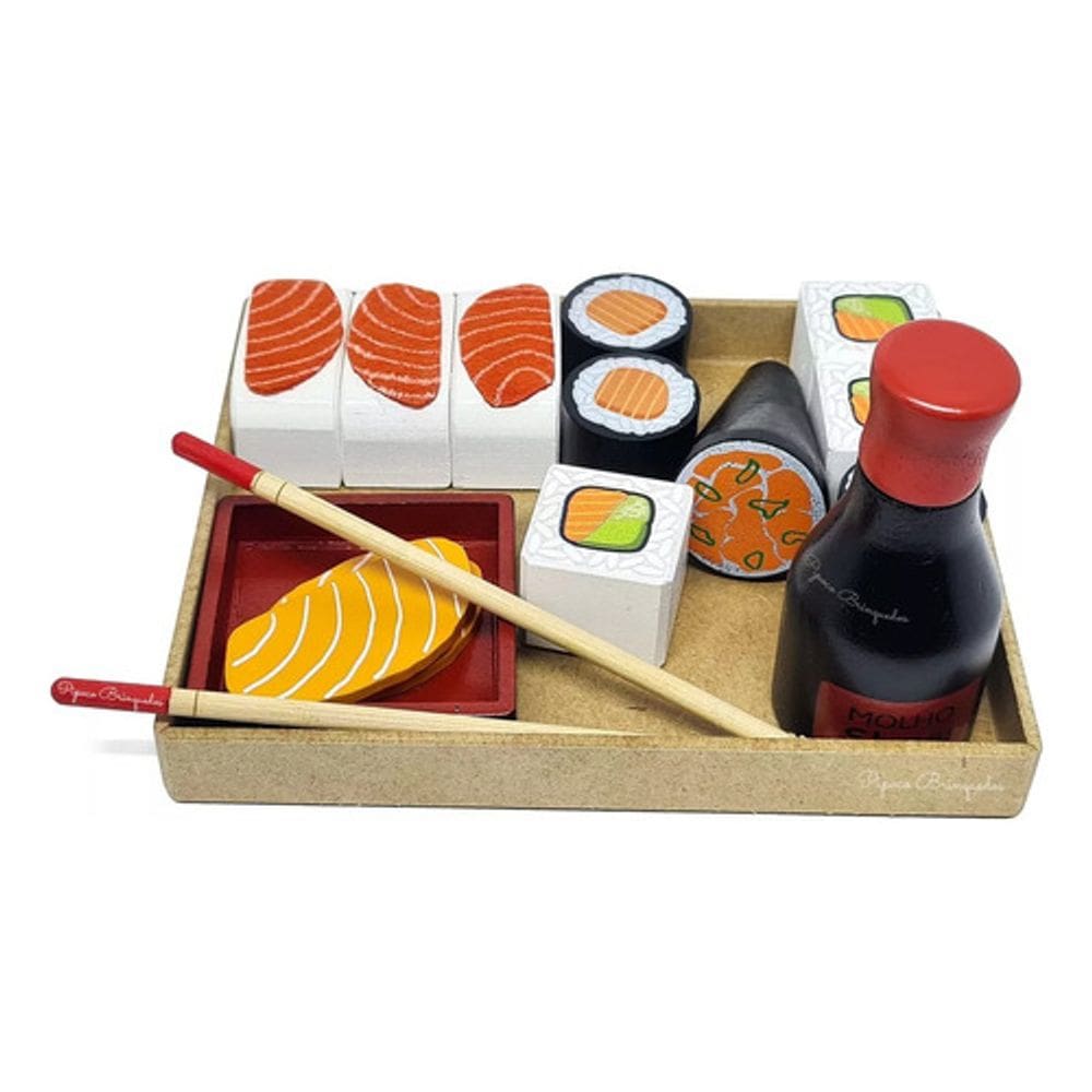 Kit Sushi De Madeira Brinquedo Educativo 16 Pçs Newart Kids