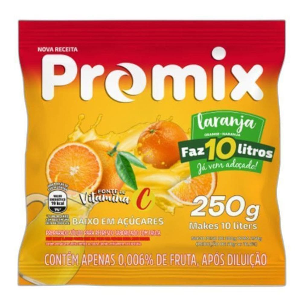 Refresco Pó Promix Caixa Com 10 Unidades De 250G - Laranja