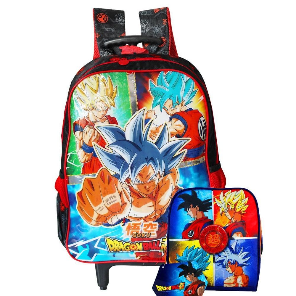 Kit Mochila Escolar Rodinhas + Lancheira Dragon Ball Super