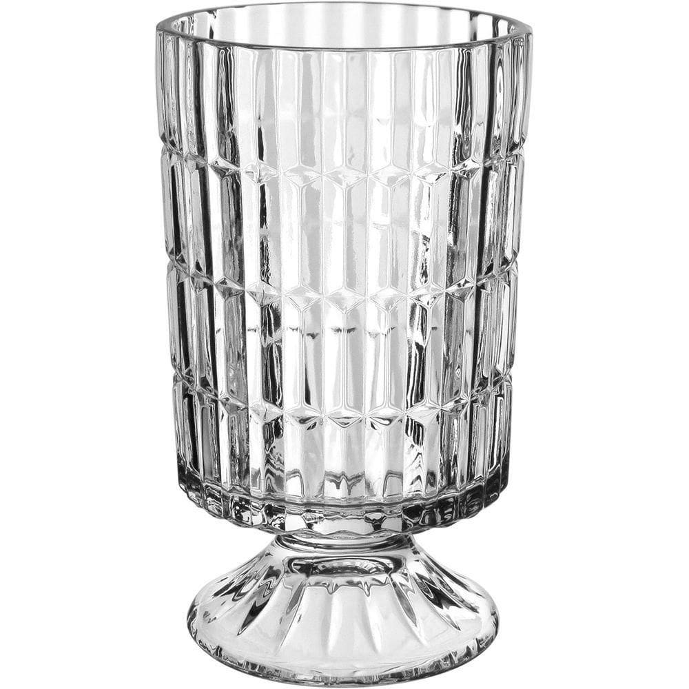 Vaso Decorativo Enfeite Casa Redondo Home&co Com Pé Vidro 10x17x17cm Transparente