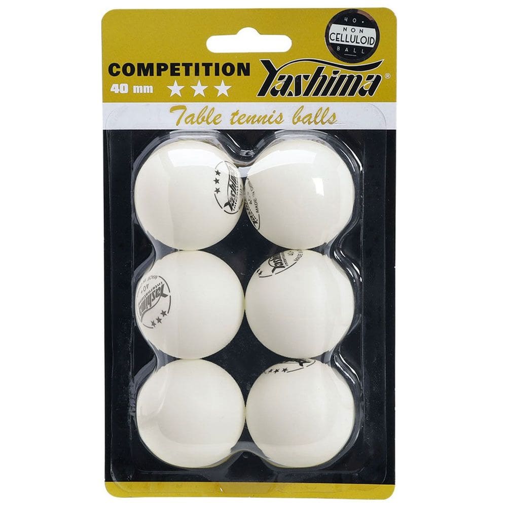 Bola de Tênis de Mesa Branca Yashima 3 Estrelas PVC Com 06 Unidades