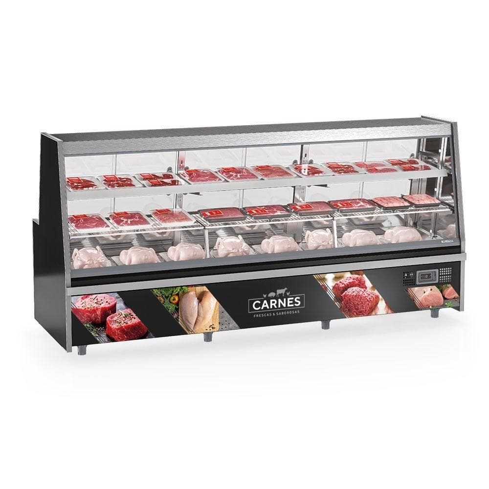 Balcão De Frios E Avícola Grta300 Gelopar Expositor De Carnes Preto 3mt 220v