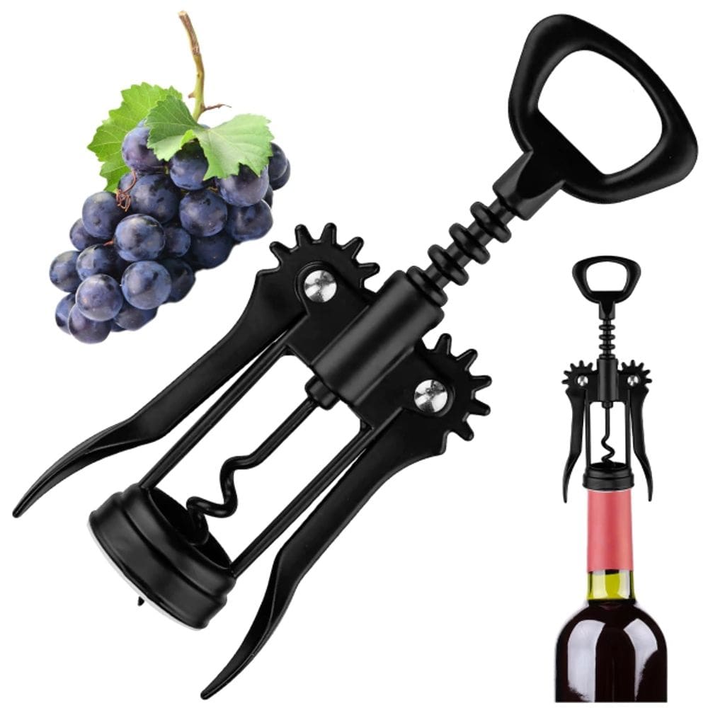 Saca-Rolhas Abridor de Vinhos e Garrafas Inox Preto Ônix - Mimo Style