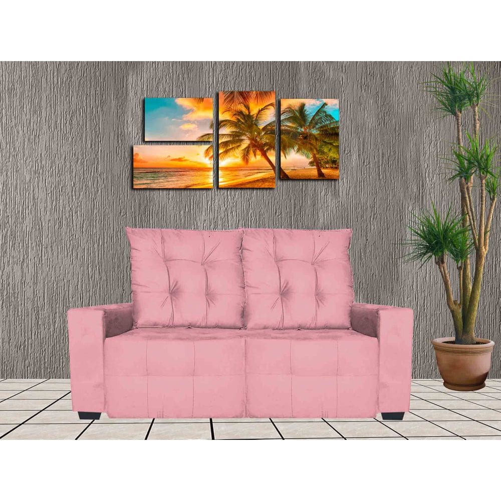 Sofa Retratil e Reclinavel Elano 2 Metros Rosa