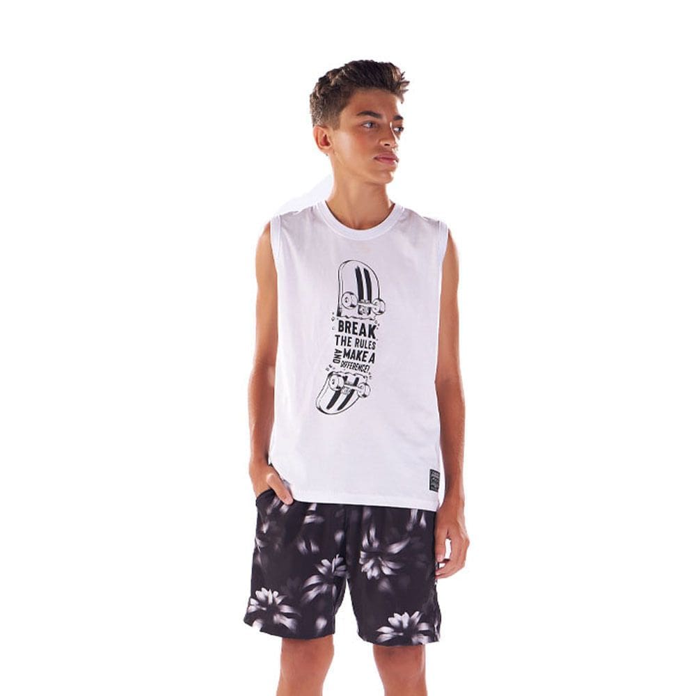 Shorts -  Sublimado Preto Folhagem  - 48962-1295