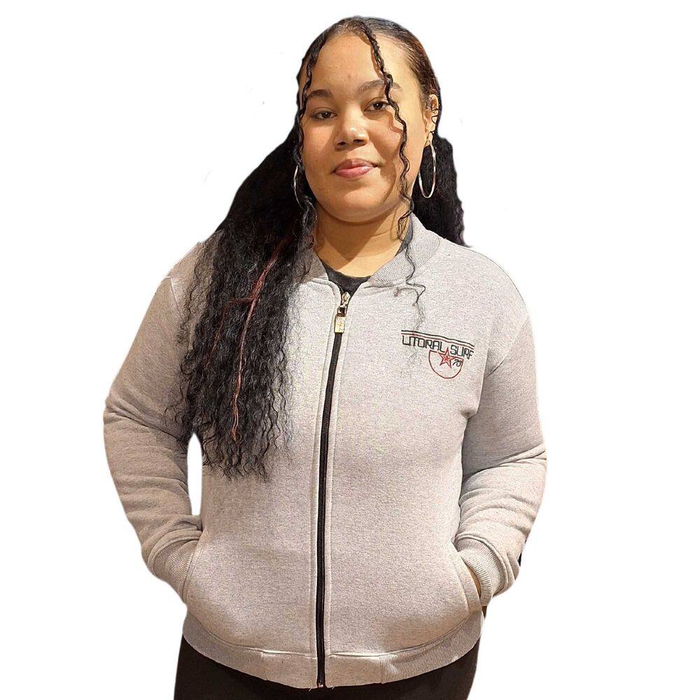 Blusa Moletom Bomber Feminina, Cinza Claro, Extra