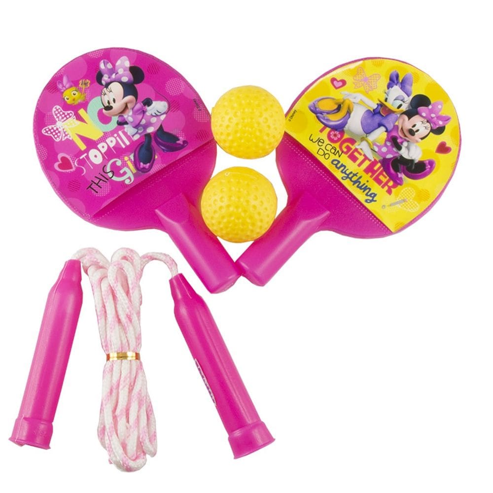 Kit com 2 Raquetes de Ping Pong e Pula Corda Minnie Disney